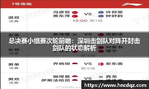 总决赛小组赛次轮前瞻：深圳击剑队对阵开封击剑队的状态解析